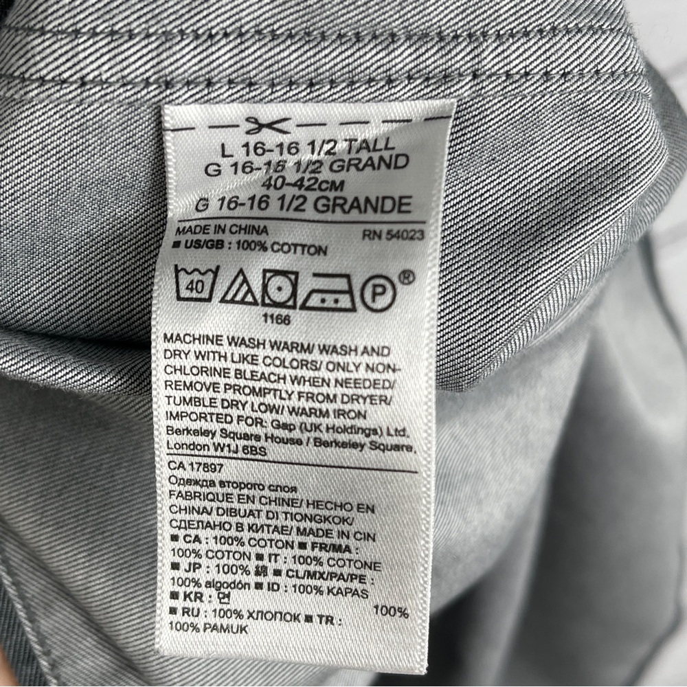 BANANA REPUBLIC men's cotton gray button-up non-iron shirt, size L - Picture 6 of 9